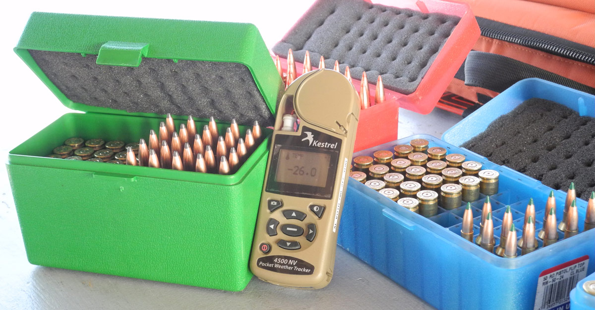 Kestrel with boxes of ammunition