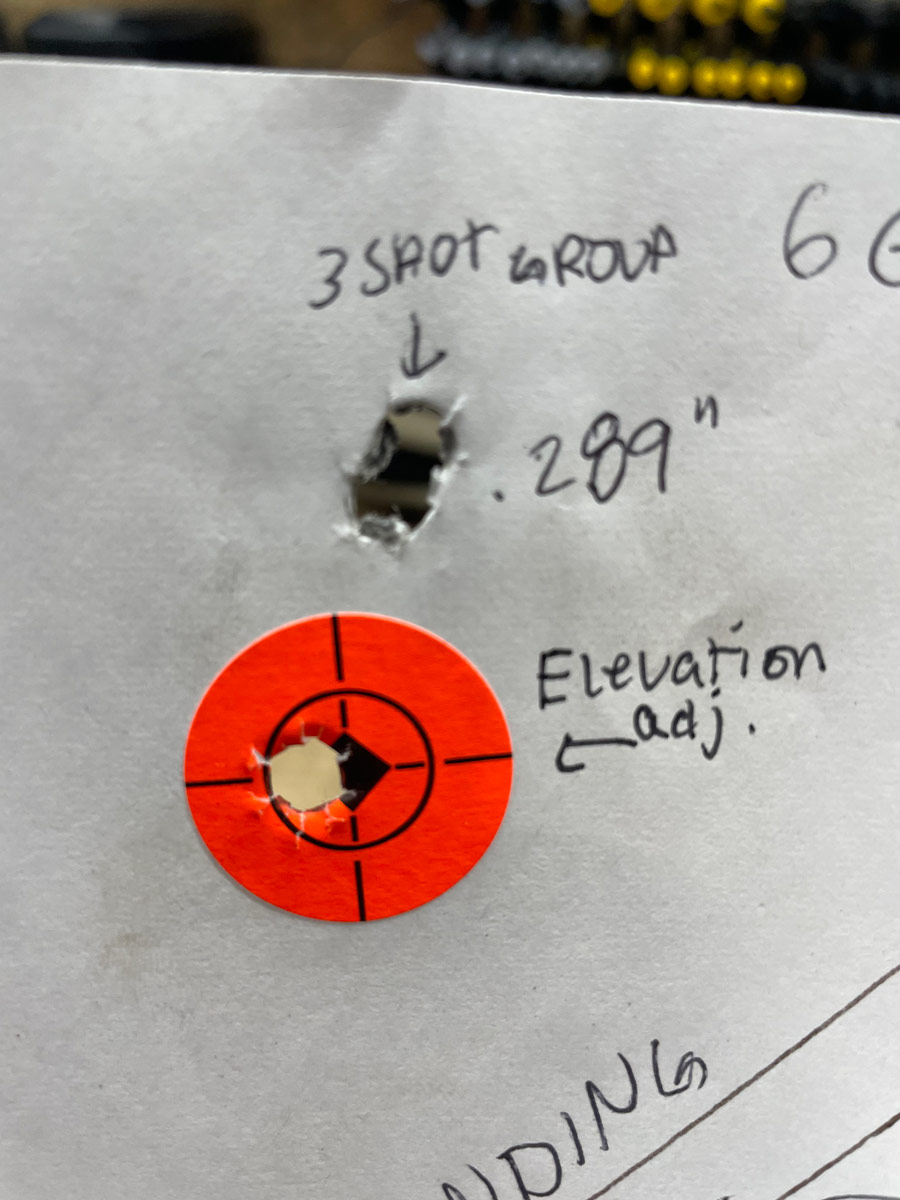 Bullseye with tested ammo
